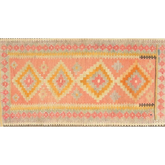 Ahgly Company Indoor Rectangle Contemporary Orange Oriental Area Rugs, 2' x 4'