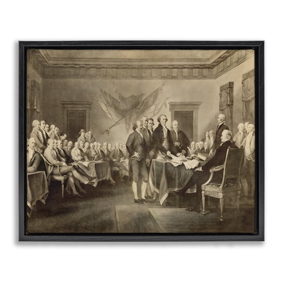 Stupell Industries Historical Signing Of Declaration Black Framed Floater Canvas Wall Art, design by Arlington Prints