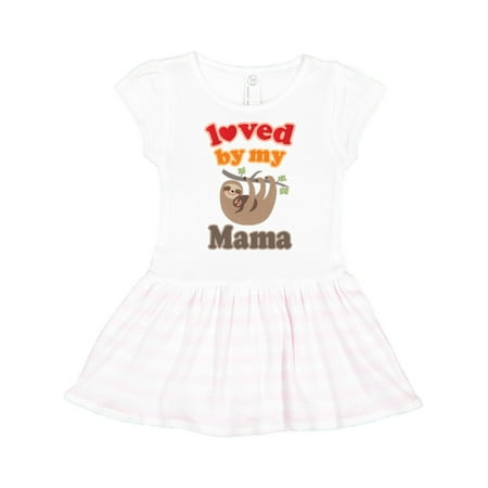 

Inktastic Mama Loves Me Baby Sloth Gift Toddler Girl Dress