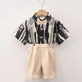 thumbnail image 2 of Moxiu Baby Boy Clothes Outfits Gentleman Set Short Sleeve Button Shirt with Bowtie+Suspender Shorts Set 1-12 Years Toddler Boy Suit 2025 Khaki,100, 2 of 8
