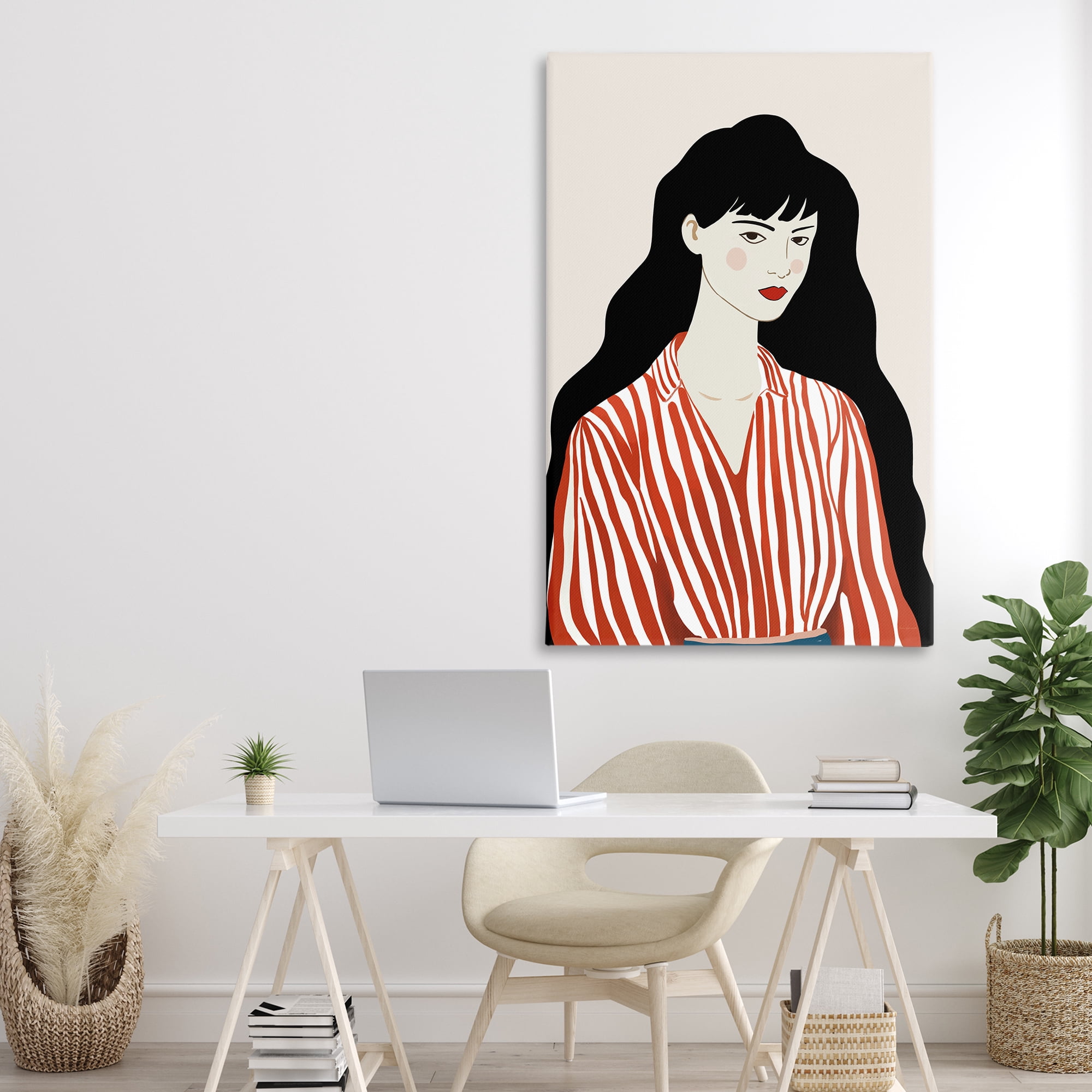 Stupell Industries Woman in Striped Blouse Canvas Wall Art, design by Omar Escalante