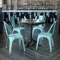 thumbnail image 2 of 4 Pk. Mint Green Metal Indoor-Outdoor Stackable Chair, 2 of 9