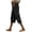 Black, variant on Women's Casual Pants Women's Summer Solid Color Elastic Waist Loose Side Button Decoration Versatile Capris Casual Pants