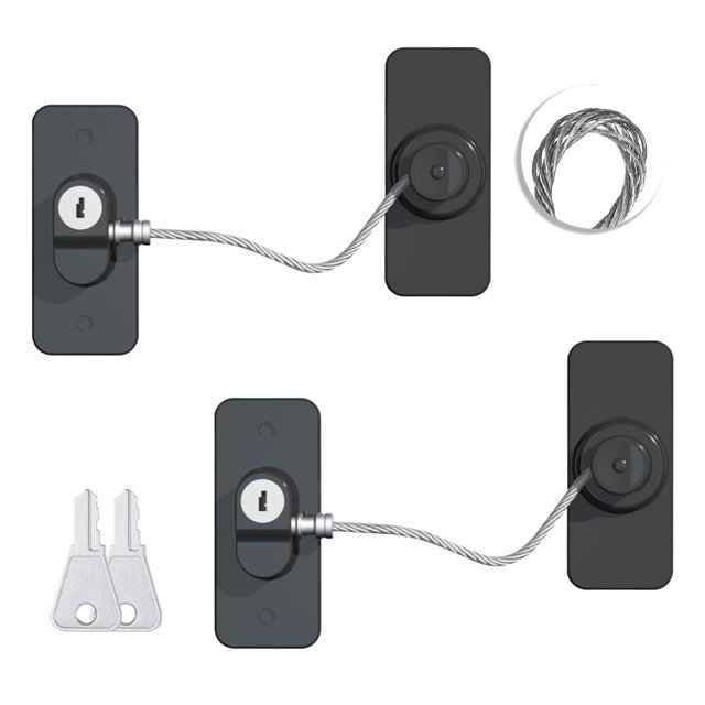 Luniquz 2Pcs Strong Adhesive Refrigerator Door Lock with Keys, Child