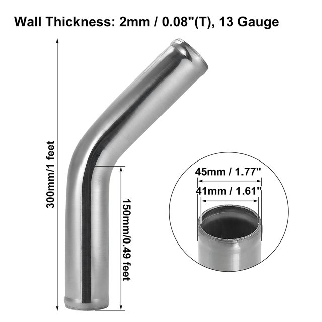 Aluminum Alloy Tube Od 38/45/51/63/76/89/102mm Intercooler Pipe Air Intake Tube 0 45 Degrees 300mm Length For Car