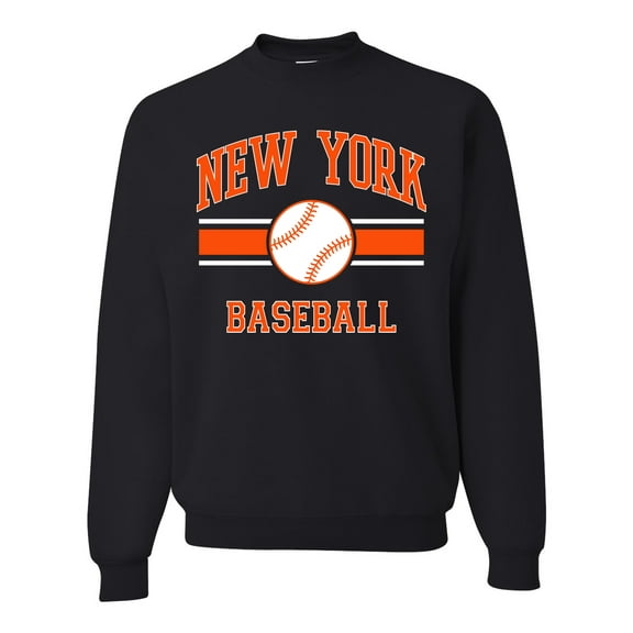 Wild Bobby City of New York Baseball Fantasy Fan Sports Unisex Crewneck Sweatshirt, Black, Small