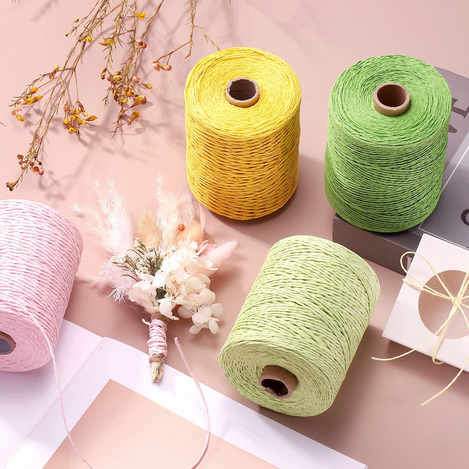 Unique Bargains Raffia Ribbon Craft Twine for Gift Decoration Projects Burgundy