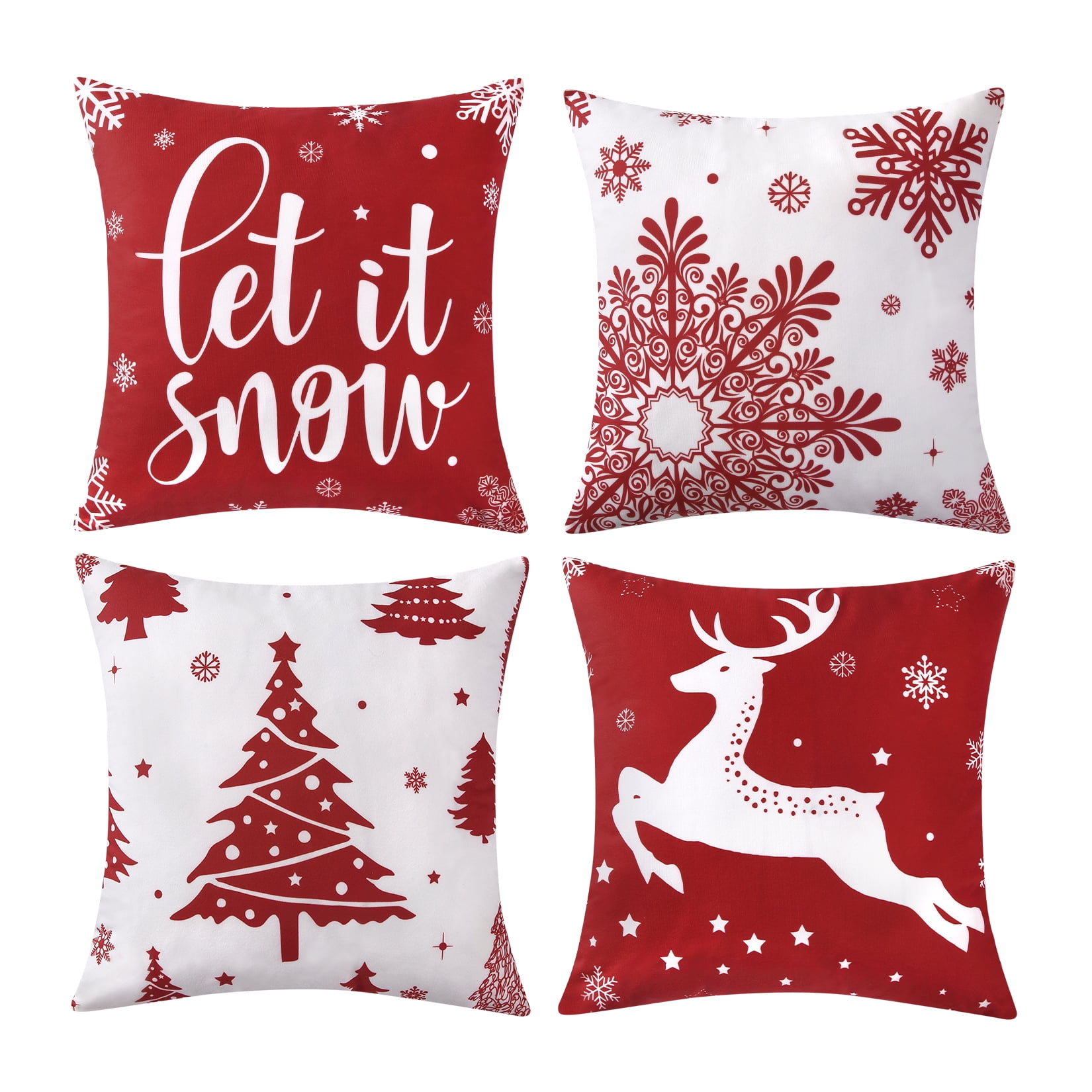 Haperlare 4 Pcs Christmas Square Pillow Covers 18" x18" Farmhouse