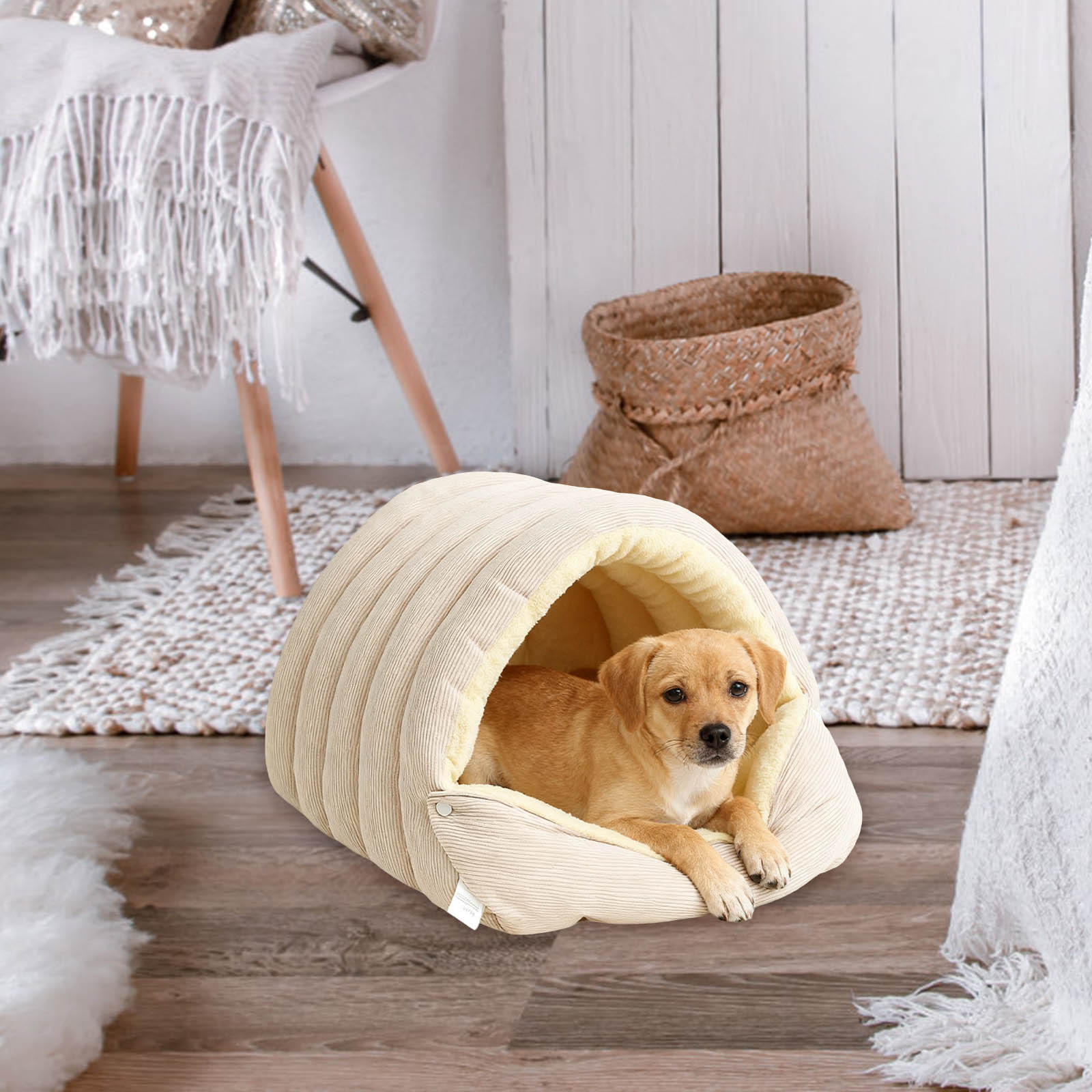 Nebwoak Detachable Washable Winter Soft-Padded Cat Bed & Dog Bed, Enclosed Insulated Thickened Pet Sleeping Bag