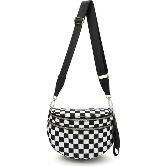 Elysir Crossbody Bag for Women, Checkered and Solid Crossbody Bags, Large Capacity Waterproof Waist Bag/Messenger Bags (A)