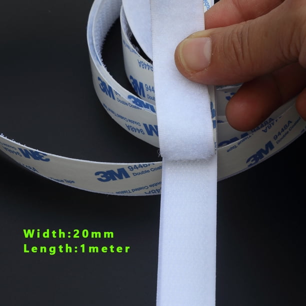 Cinta Velcro Adhesiva Blanca de 2 Cm de Ancho: 1 M de Resistencia, sin Residuos para Manualidades y Organización