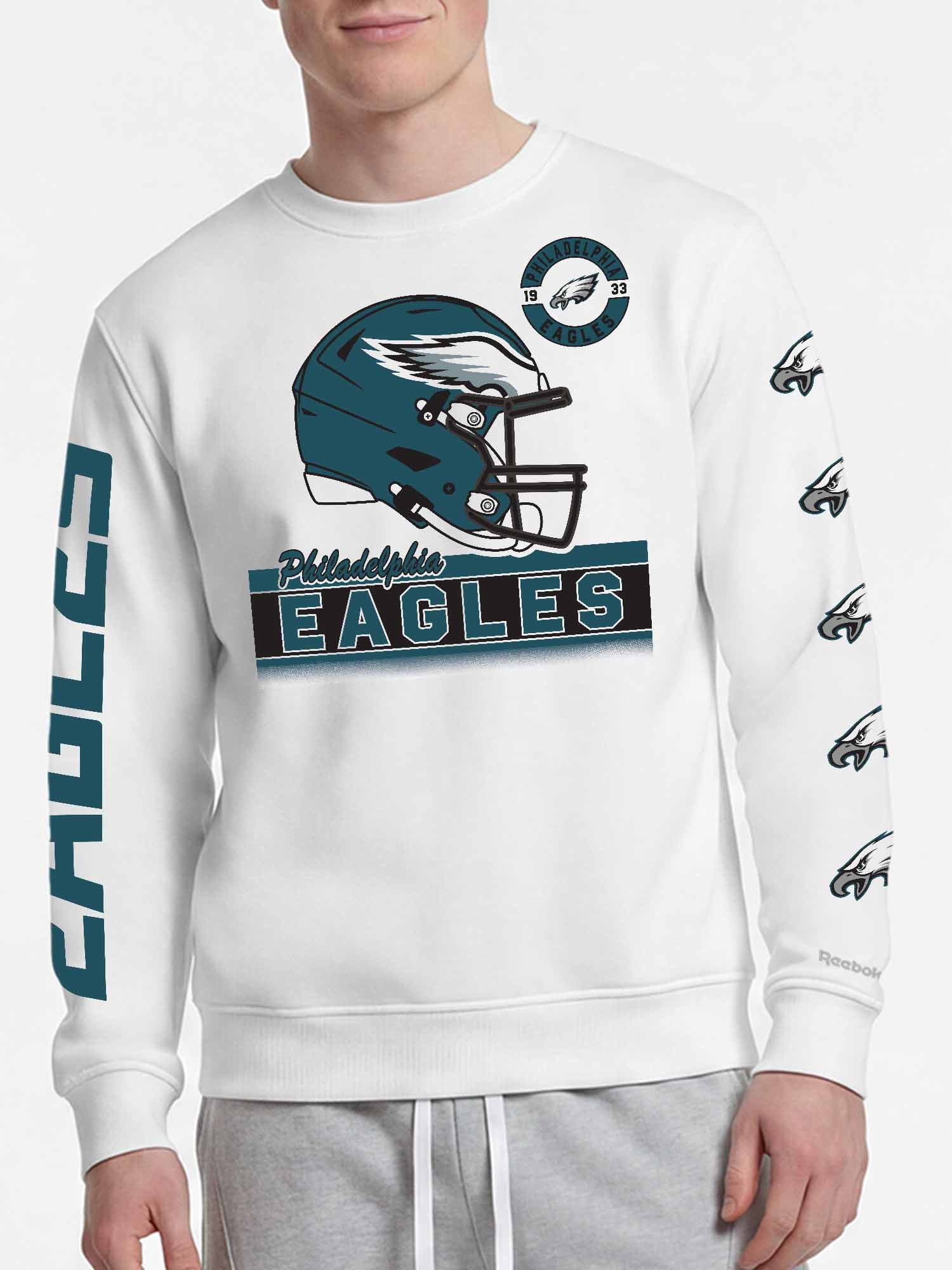 Philadelphia Eagles Reebok Mens White Crew Sweatshirt