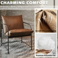 thumbnail image 4 of Homy Grigio Living Room Chair Accent Chair Single Sofa Chair Side Chair Brown Faux Leather Finish with Black Metal Legs, 4 of 8