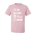 thumbnail image 2 of Eat Sleep Pray Repeat for Christians Faith | Mens Inspirational/Christian Graphic T-Shirt, Light Pink, Large, 2 of 3