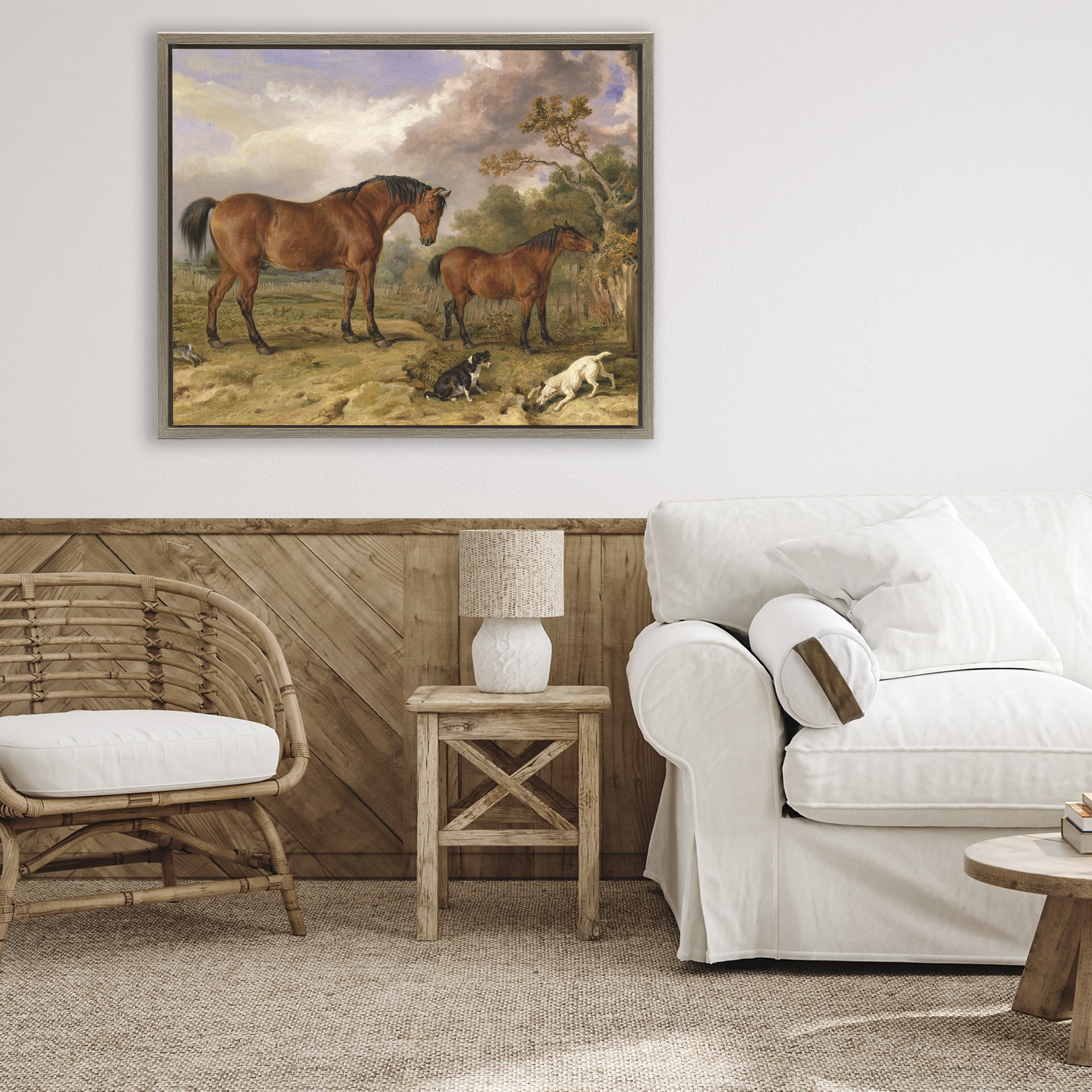 Stupell Industries Classic Portrait of Horses Brown Framed Floater Canvas Wall Art, design by Tina LeCour