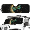 thumbnail image 4 of Pensura Windshield Sunshade Compatible with Jeep Wrangler Rubicon Sahara TJ JK JKU 2 Door & 4 Door, Moon Dragonfly Car Windshield Sun Shade Blocks Sunlight Heat UV Rays, 4 of 7