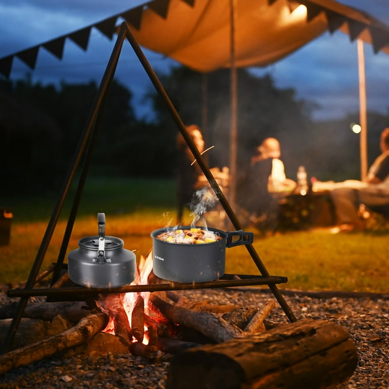 AUOSHI Portable 15pcs Camping Cookware Mess Kit with Stainless