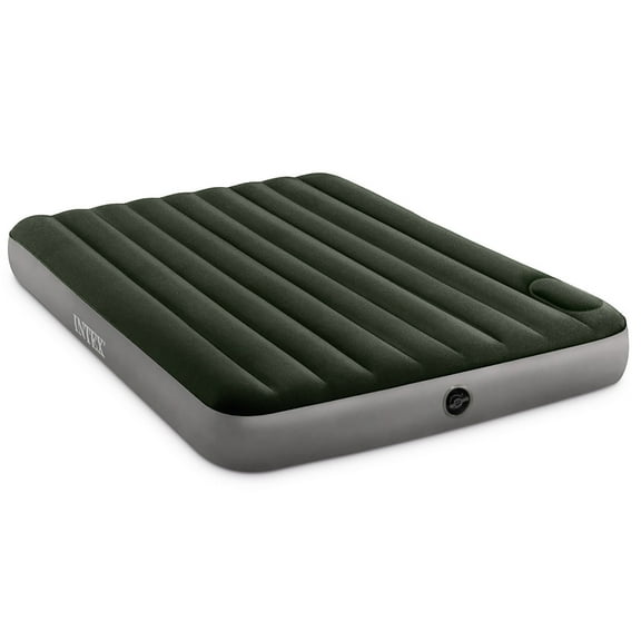 Intex: Dura-Beam: Downy Airbed - Queen - Green, 10" Inflatable Mattress, Built-In Foot Pump, Fiber-Tech, Carry Bag, Indoor-Outdoor, 600lb Cap, 64763E