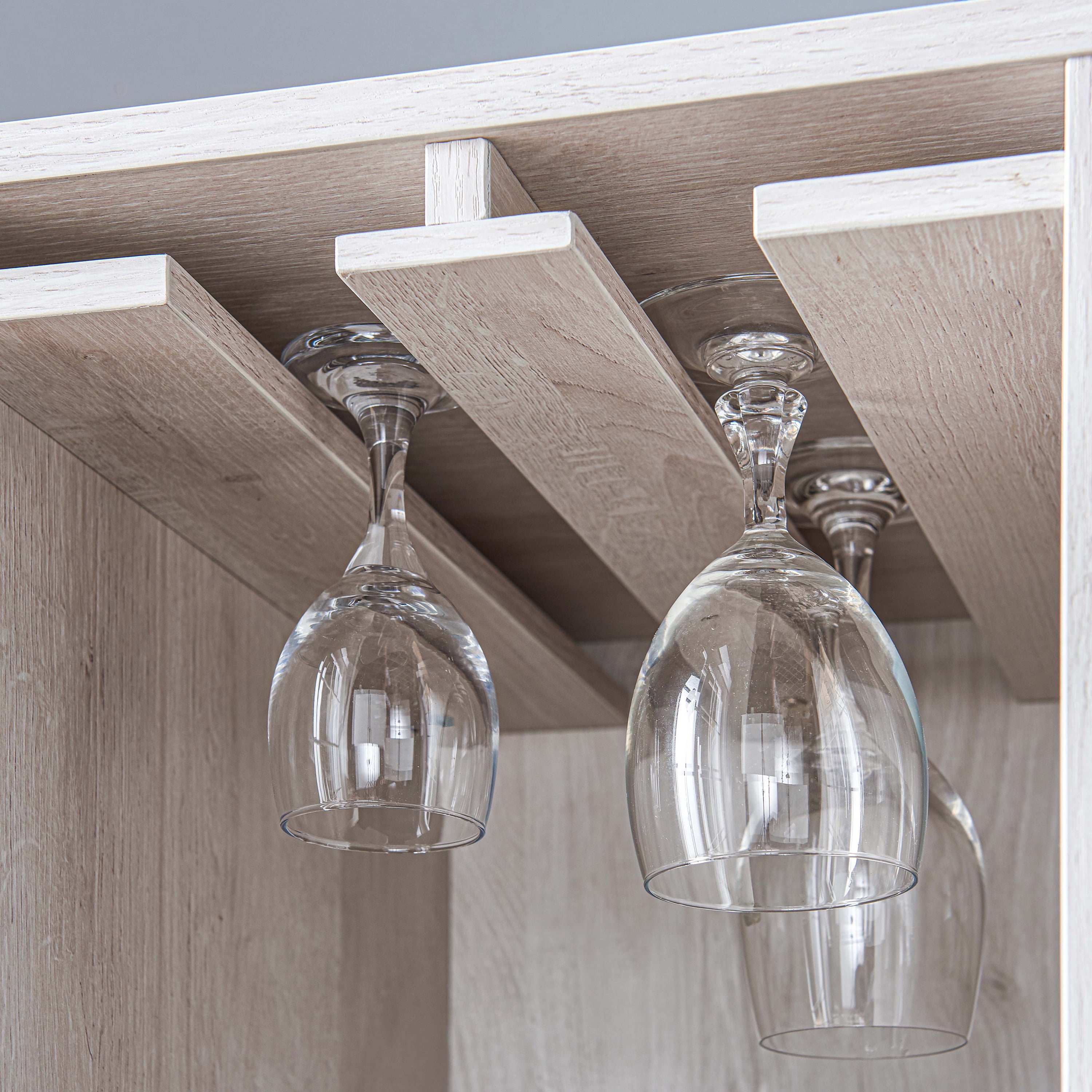 Furniture of America Morg 24"Width Wood 9-Bottle Wine Cabinet with Doors, White Oak