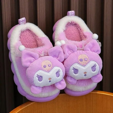 

Anime Kawaii Sanrios Kuromi Parent-child Children Cotton Slippers Autumn and Winter Home Warm Plush Shoes Christmas Gifts
