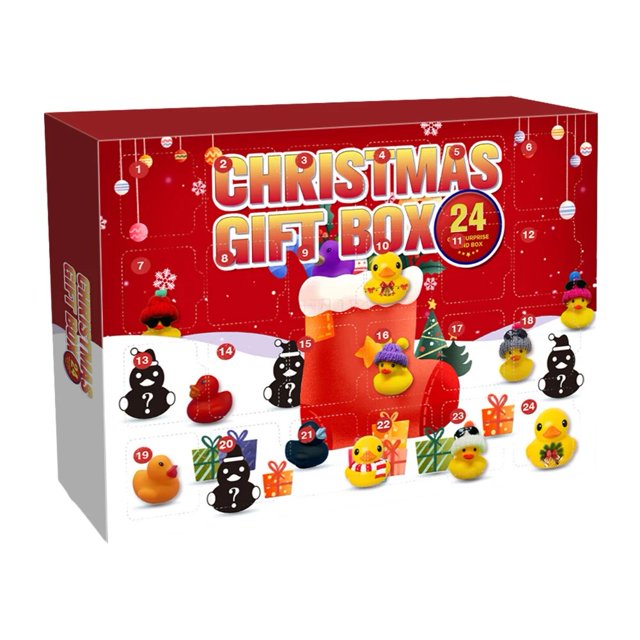 Calendario de Adviento de Navidad con 24 patos de goma para niños, juguetes para apretar, bonito Festival temático para niños, niñas y niños pequeños