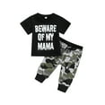 thumbnail image 2 of Newborn Baby Boy Clothes 6 12 18 24 Months Short Sleeve Letter Print O-Neck T-Shirt Tree Long Pants 2Pcs Outfit Sets, 2 of 10