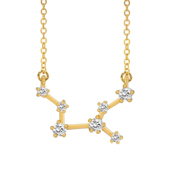 Personalized Constellation Necklace with Cubic Zirconia with 18-inch Link chain in Sterling Silver or 14K Gold Plated Sterling Silver