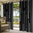 thumbnail image 3 of White Vertical Diamond Columns Outdoor Curtains for Patio, Vintage Minimalist Stripe Black Sunshade Privacy Drapes Grommet Waterproof Outside Curtains for Porch/Cabana/Balcony 54"x 84", 2 Panel, 3 of 9