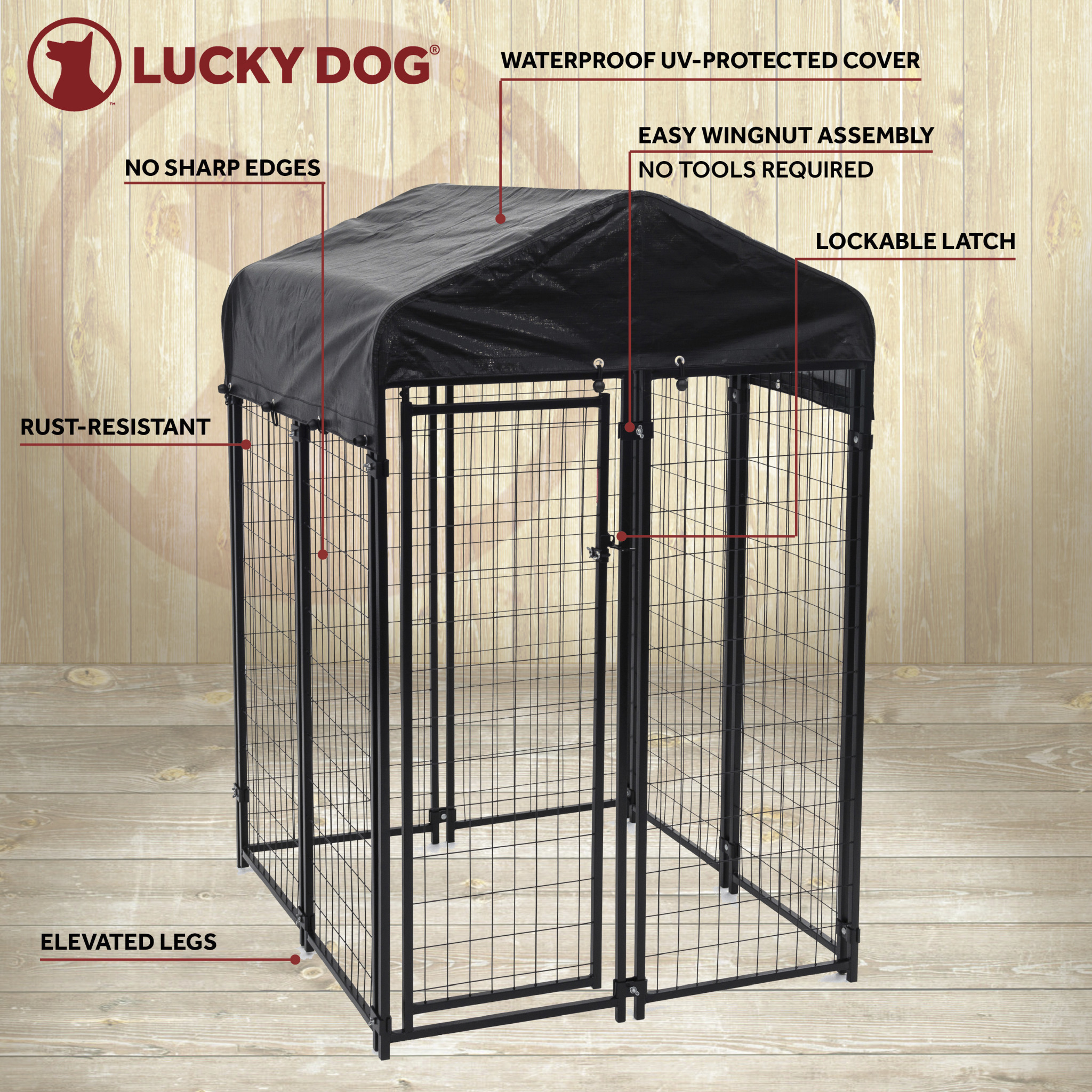 Lucky Dog Uptown Welded Wire Dog Kennel w/ Cover, 6'H x 4'W x 4'L - image 3 of 5