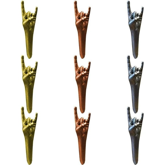 GHSDFBB 9 Pcs Metal Cribbage Pegs Cribbage Board Pegs Fit 1/8 Holes for Cribbage Traditional Board Game 3 Colors Funny Finger Gesture Cribbage Pegs (Black+Silver+Gold)