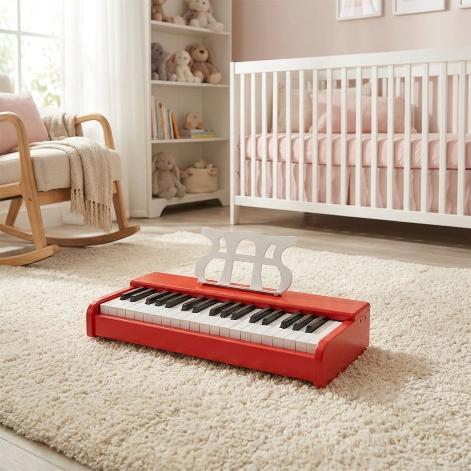 Redsmile 30-Key Kids Piano Keyboard with Music Stand and One-Key Learning for Toddlers and Beginners to Play Their First Songs, Red