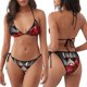 thumbnail image 3 of Fotbe Red Wine Rose Traje de Baño para Mujer de Dos Piezas – Bikini Sexy de Tirantes Tipo Halter con Diseño Triangular, 3 of 6