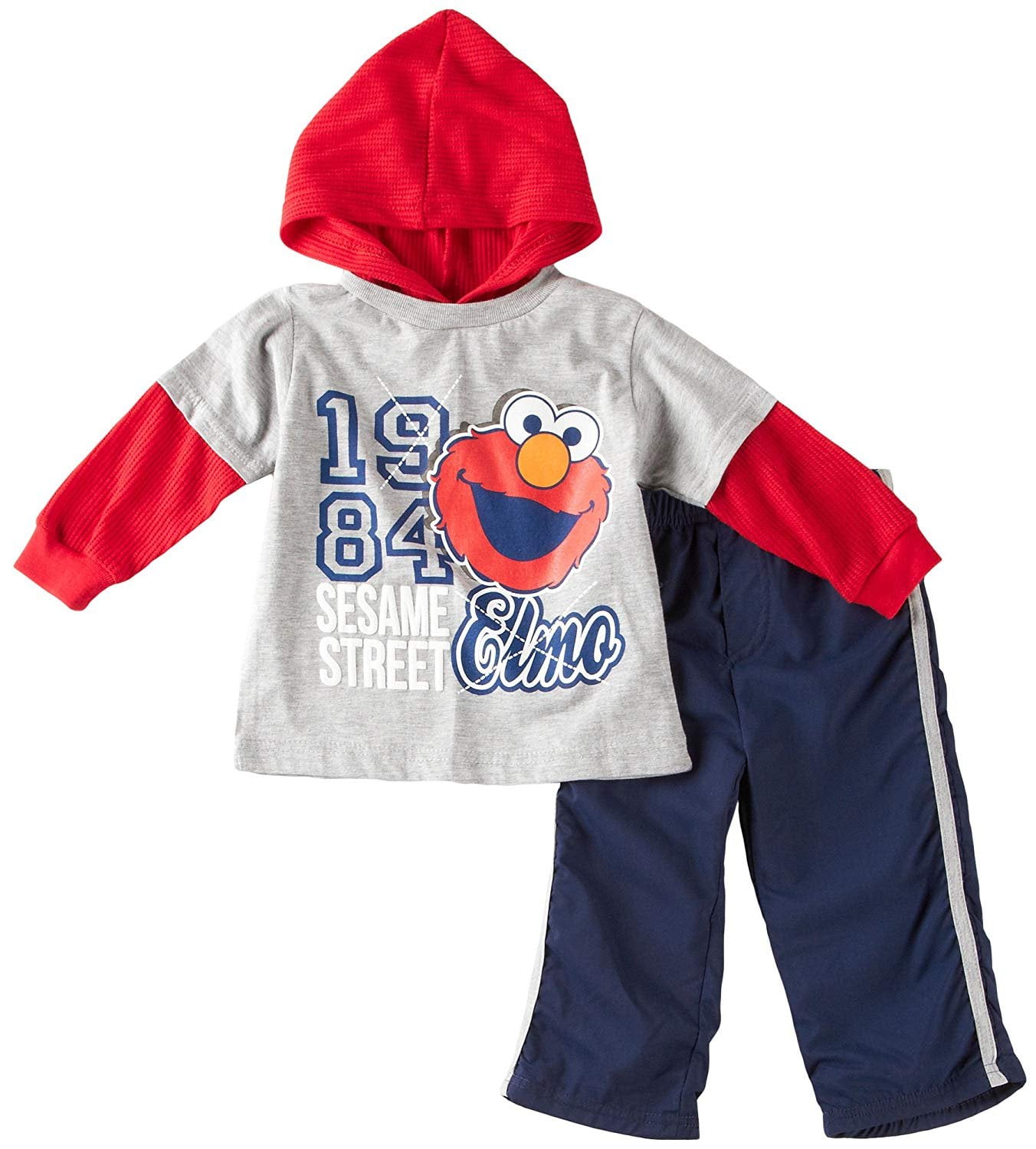 Sesame Street Baby Boys' 2 Piece Elmo 1984 Pant Set, Grey, 12 Months