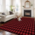 thumbnail image 2 of Rectangle Rug 8x10Ft Christmas Farm Red Black Buffalo Gingham Soft Indoor Throw Rugs Carpets for Living Dining Bedroom Kids Room Non-Slip Playroom Crawl Rug Floor Mats Rustic Classic Check, 2 of 9