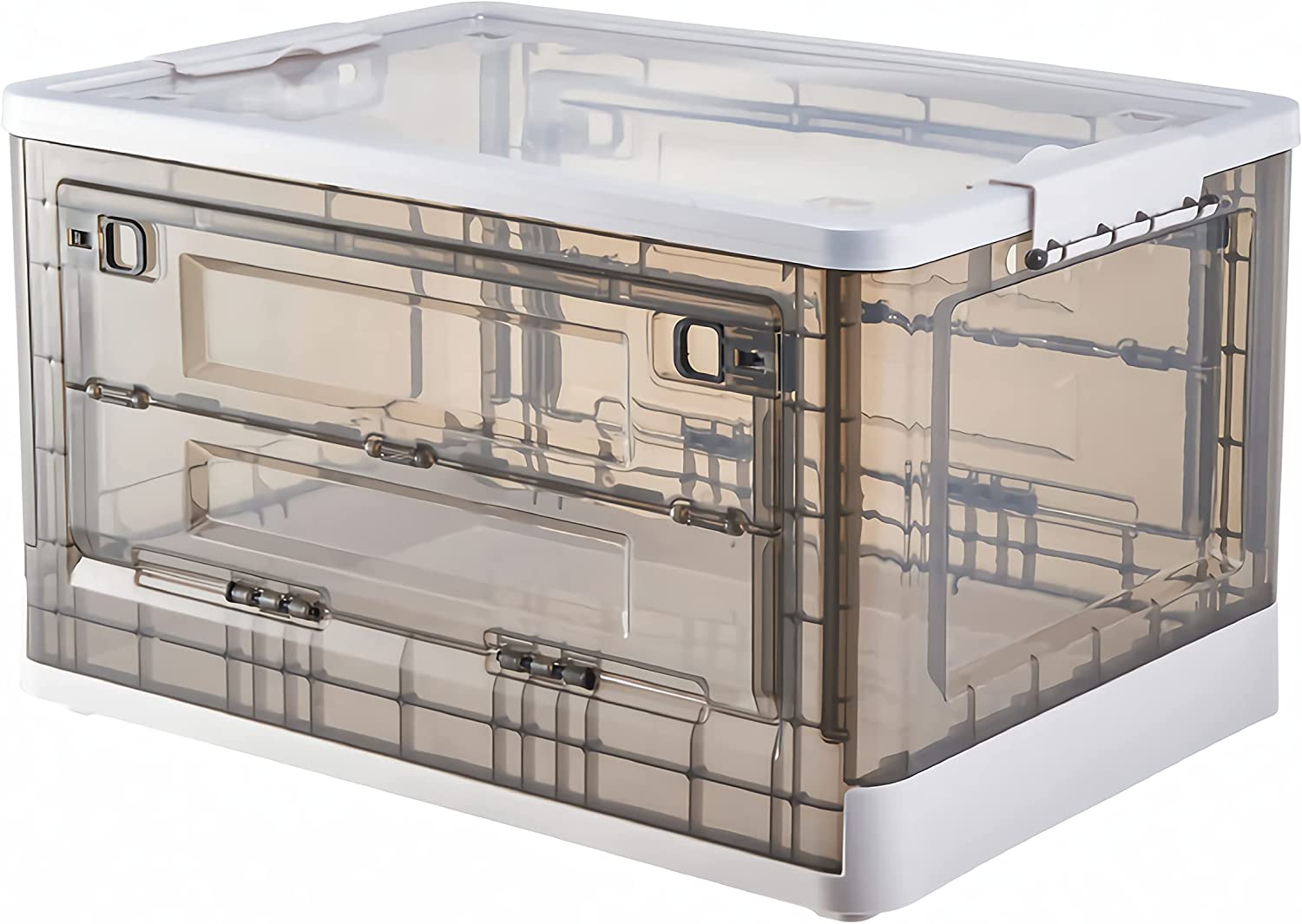 52 Liters Large Clear Plastic Storage Box with Lid Wheels Collapsible