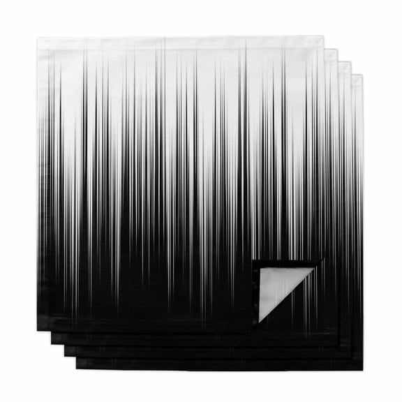 Black White Cloth Napkins, Modern Geometric Abstract Gradient Striped Washable and Reusable Dinner Napkins Set of 4, Table Napkin for Kitchen Party Birthday Wedding Hotel Housewarming 20"x20"