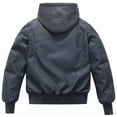 thumbnail image 2 of KVE Boy's Faux Leather Jacket Windproof Fleece Lined Warm Winter Coat Kids Bomber Outerwear PU Motorcycle Hooded Jacket Dark Grey 4-5, 2 of 9
