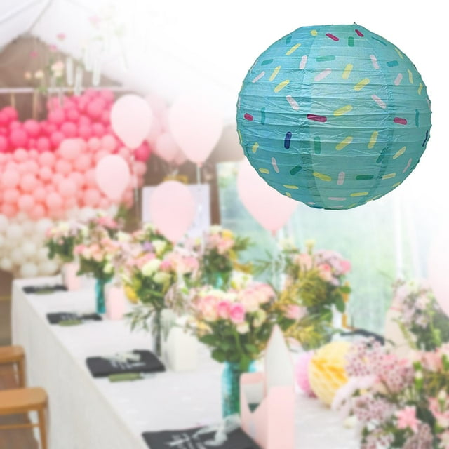 Linterna de papel redonda china, farolillos de bola, pantalla de lámpara, fácil de montar, colgante, artesanía DIY para decoración de fiesta de Hallow azul