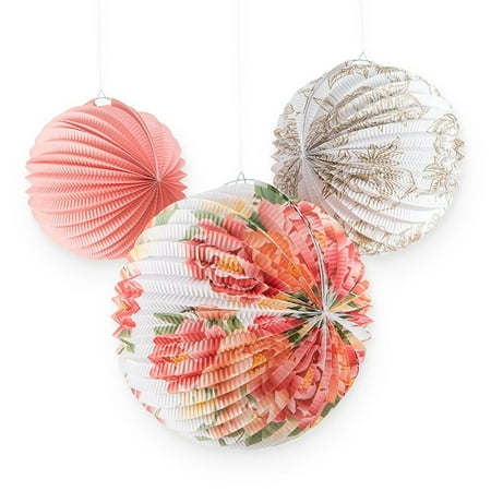 Weddingstar Paper Lantern Hanging Decorations - Floral - Set Of 3