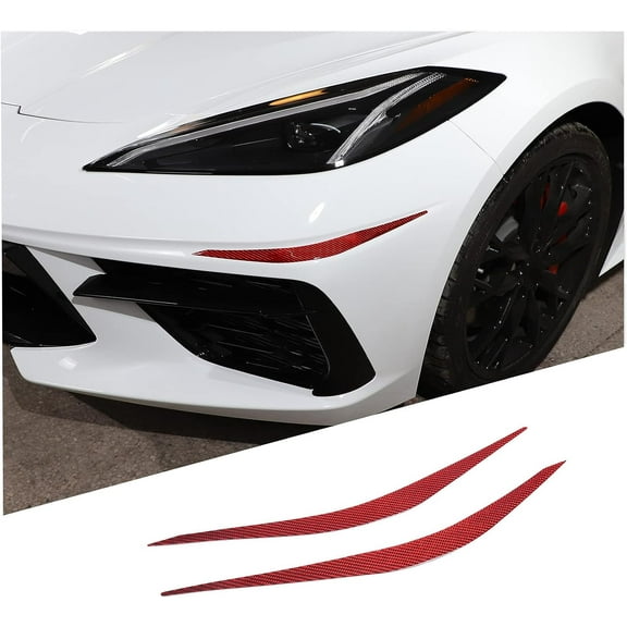 TINKI Real Carbon Fiber Front Bumper Lip Corner Trim Strip Compatible with Chevrolet Corvette C8 Stingray 2020-2023, Front Lip Corner Decoration Strip Sticker