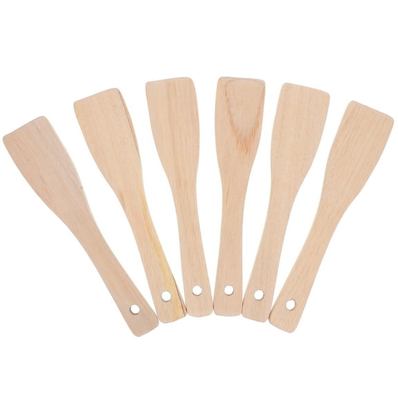 WEUVEB 6pcs Wooden Scraper for Cooking Flat Design Utensil for Home Users in Kitchen
