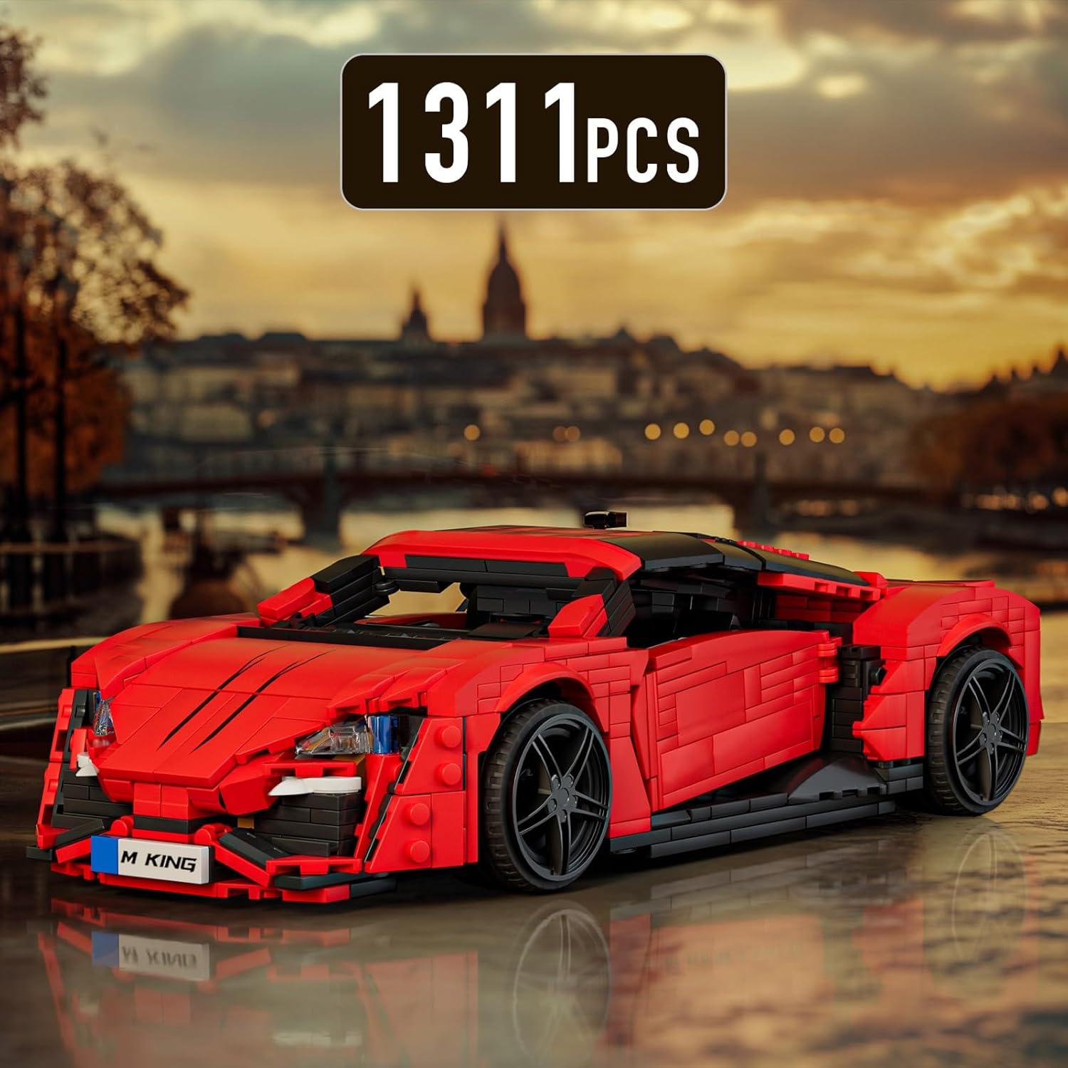 Car Building Sets, 1:12 Scale Red Sports Vehicle Model, 10117 Collectible Toys Building Kits, Build and Display Construction Set for Adults Aged 14+ (1311 Pieces)