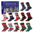thumbnail image 1 of 12 Pairs Christmas Socks Advent Calendar for Men 2024 Festive Holiday Countdown, 1 of 8