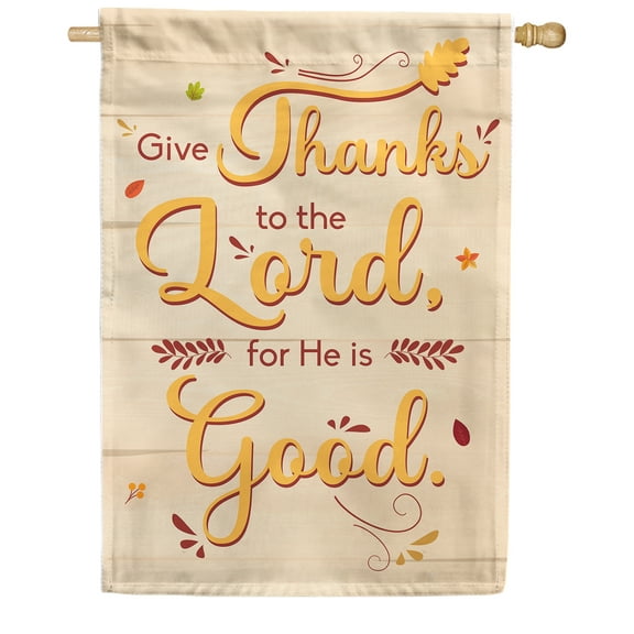 America Forever Give Thanks to the Lord House Flag, 28 x 40 inch Double Sided, Religious Scripture Banner, Thanksgiving Biblical Decoration, Autumn Faith Outdoor Decor, Holiday Yard Flag