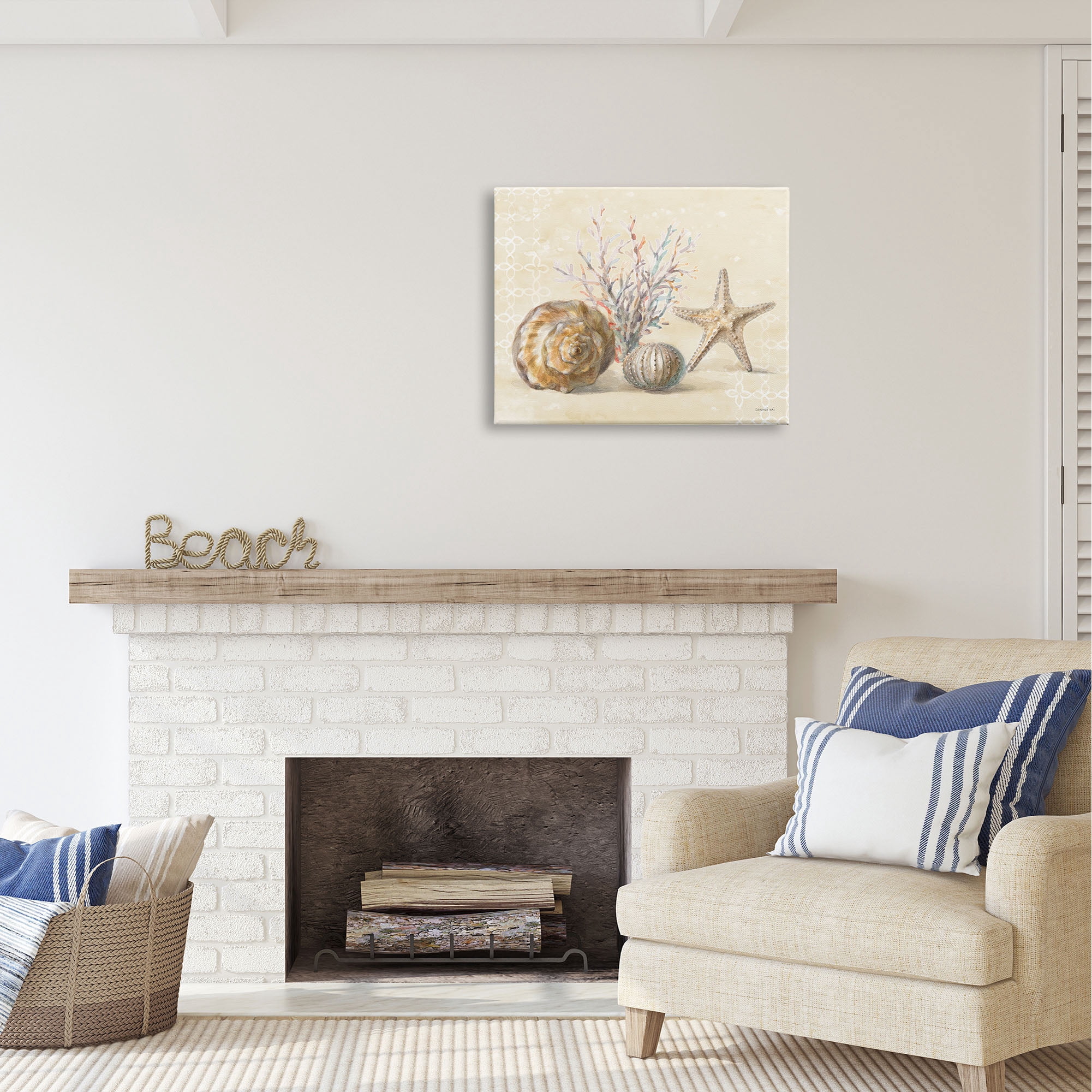 Stupell Industries Sunrise Beach Seashells Animals & Insects Painting Gallery Wrapped Canvas Print Wall Art, 30 x 24