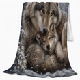 thumbnail image 2 of Snow Wolves Nuzzling Winter Forest Realistic Art, Cozy Friendship Quote Scene, Warm Flannel Blanket for Living Room and Reading Nook, Art Lovers Friendship Gift, Artistic Home Decor, 2 of 7