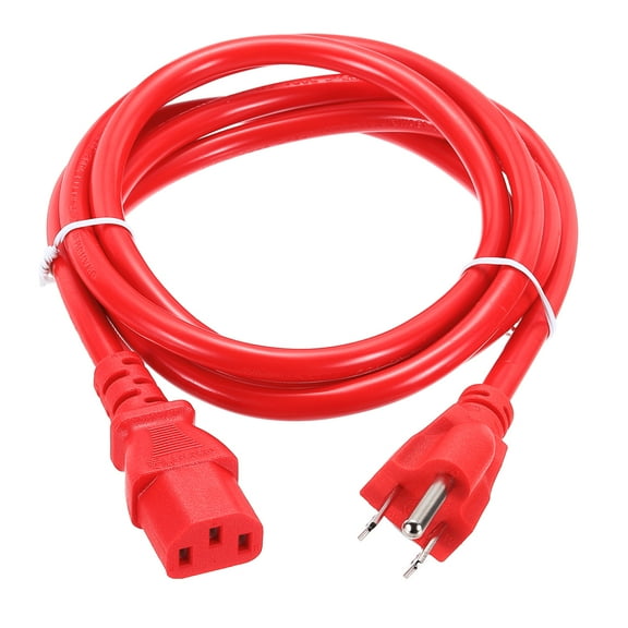 Uxcell 6ft 18 AWG Red 18/3 Universal Power Cord C13 to NEMA 5-15P 10A 125V 3-Prong Extension Power Cord