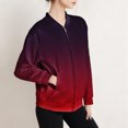 thumbnail image 7 of Women's Gradient Color Casual Windbreaker with Zippered Sleeve Pockets, Lightweight Soft Fabric Jacket for Daily Wear, Comfortable Outdoor Zipper Coat with Fashionable Ombre Design Red S, 7 of 7
