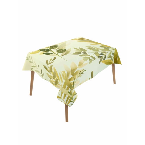 Sage Green Leaves Table Cloth, Waterproof Tablecloth for Rectangle Tables, Summer Botanical Farmhouse Watercolor Leaf Reusable Washable Fabric Table Cover for Restaurant Kitchen Dining 60"x102"
