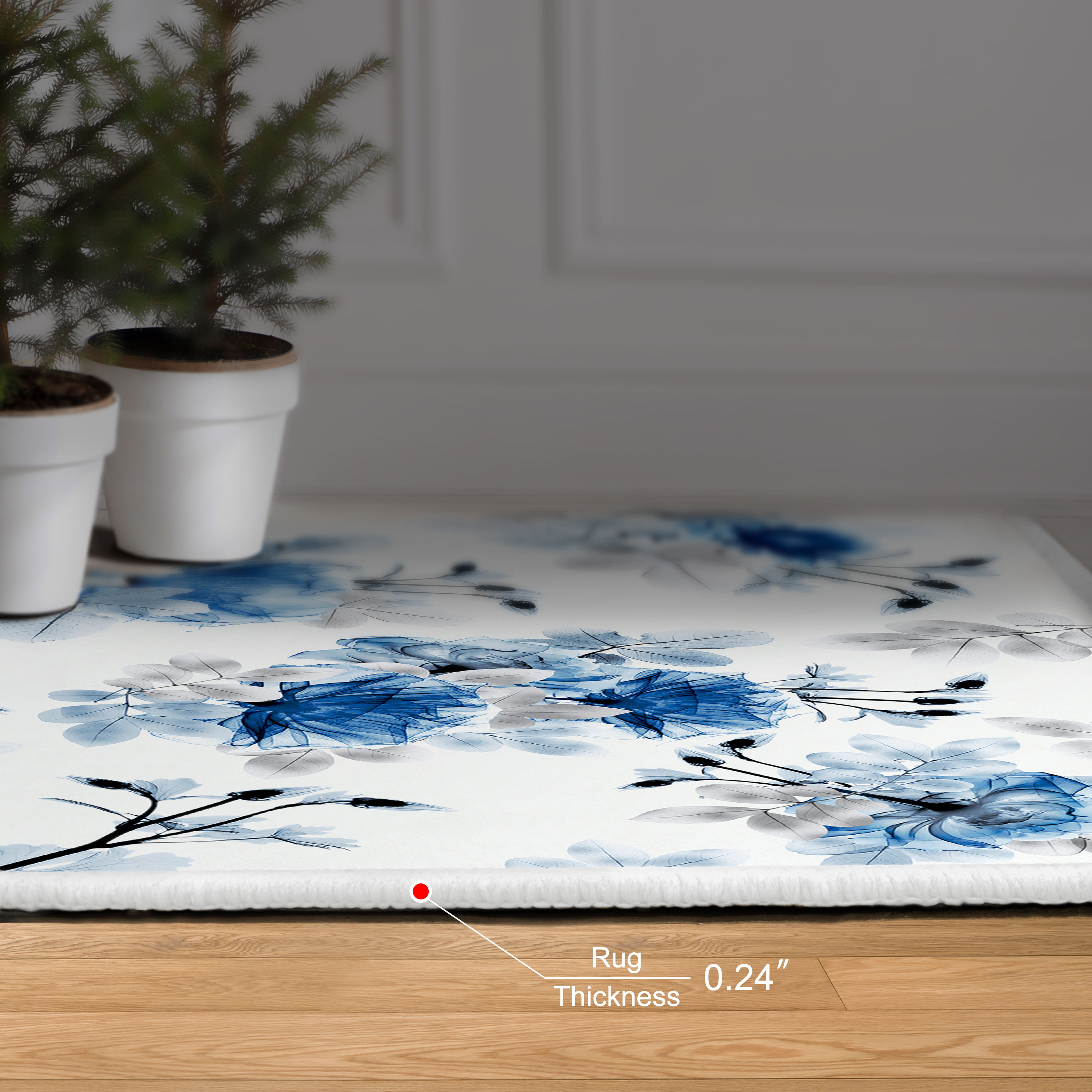 Pointless Friction Washable Flowers Art Area Rug size 5'x8', Power-loomed, Heavenly Softness with Non-Slipping Backing
